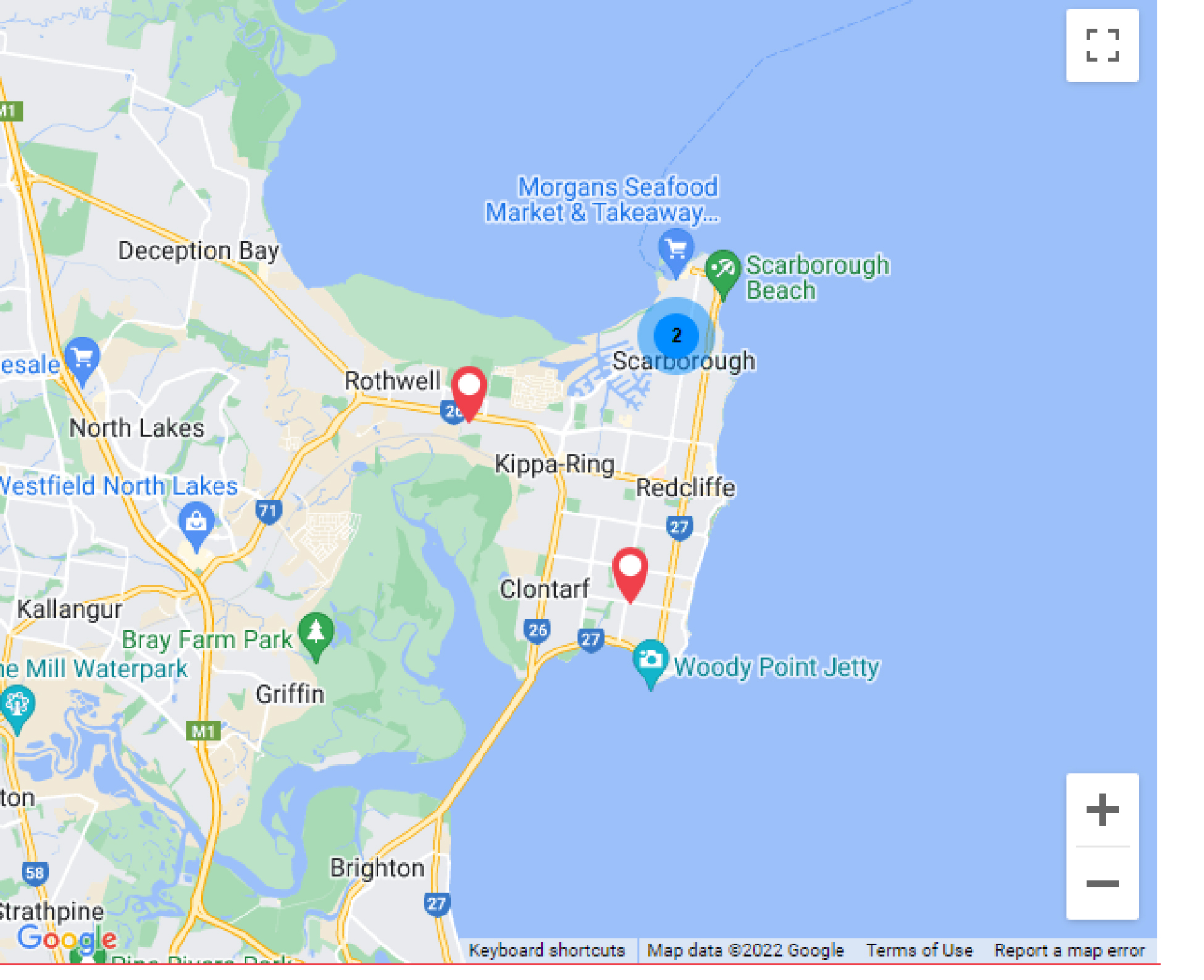 map showing the four college campuses of Southern Cross Catholic College